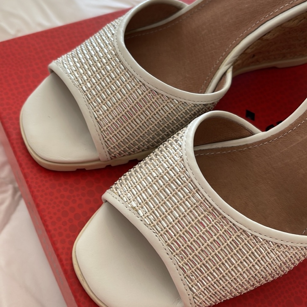 Donald J. Pliner White Metallic Wedge Sandals - Picture 4 of 16
